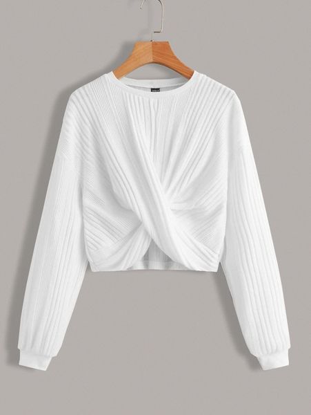 

solid drop shoulder twist tee h2rq#, White