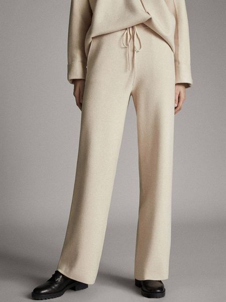 

spring and autumn new sports style loose trousers solid color straight pants knitted casual pants elastic waist women, Black;white