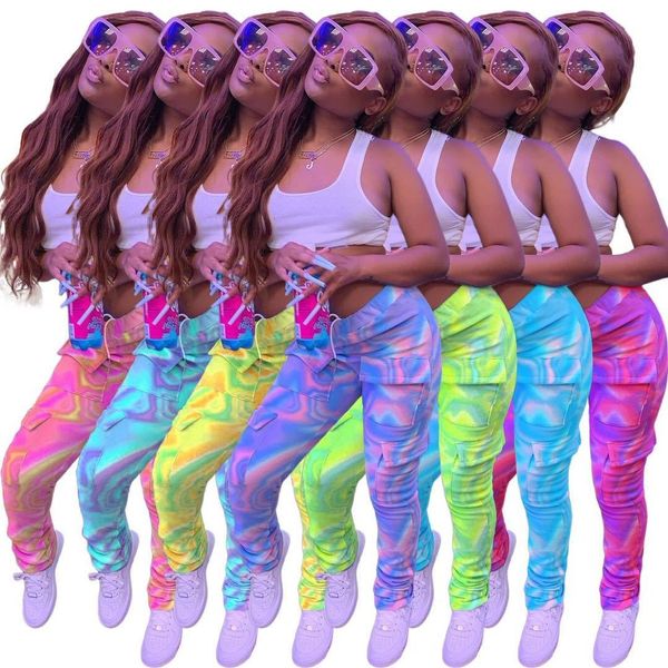 

dl8027 fall 2020 new women's fashion colorful printed overalls trousers