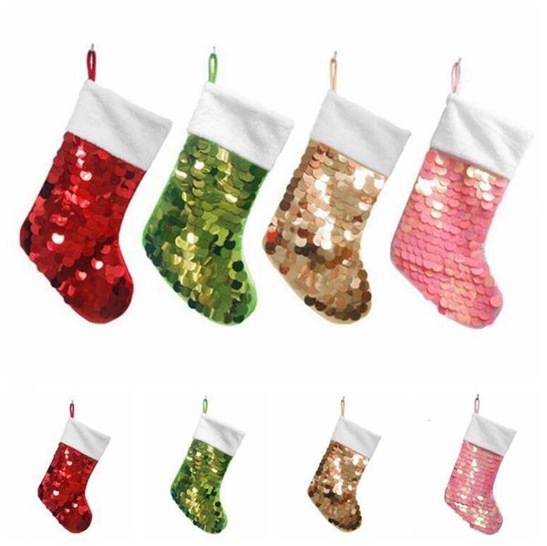 

xmas stockings sequins socks santa claus 19inch stocking gift storage bags christmas tree ornaments sea shipping dda491 dqy8