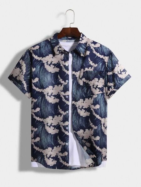 

men random wave print shirt without tee k6af#, White;black