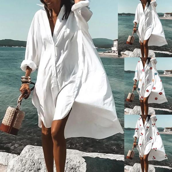 Camicette da donna Camicie Camicia stampata floreale bohémien Kimono Cardigan estivo da spiaggia Camicetta casual da donna a maniche lunghe aperta sul davanti Vintage T