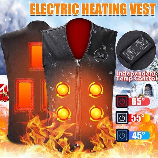 

outdoor t-shirts size s-3xl heating vest 3 zones heated men women usb jacket thermal clothing hunting winter vests1, Gray;blue