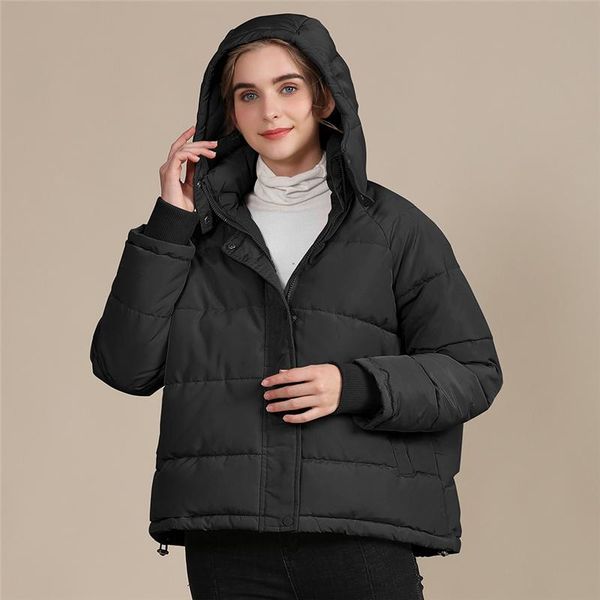 

women's down & parkas 2021 large size loose cotton jacket women short solid color female parka autumn winter outerwear m302, Black