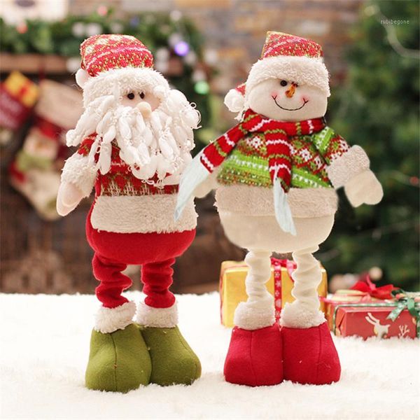 

christmas decorations window decoration for home extendable standing 2pcs/lot santa claus+snowman doll year merry gift navidad1