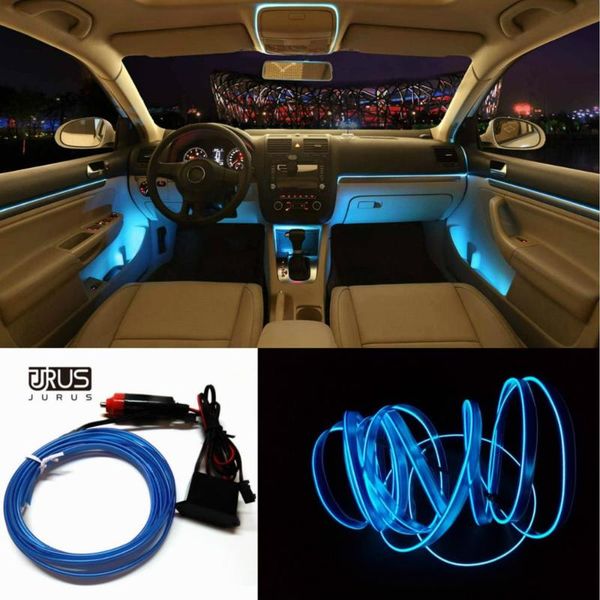 

jurus 3meter refit interior light 12v neon strip el cold lights night tape glow decoration light tube with car cigarette lighter