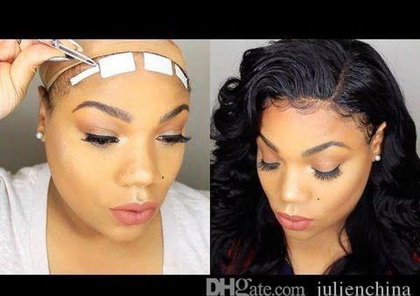 

skin hair tape for hair weft hairglue hairpiece toupee supertape t sqclsw bdehair, Black;brown