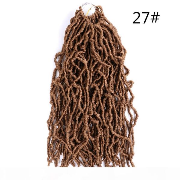 

18inch goddess faux locs curly crochet braids ombre colored braiding hair 90g pc soft short crochet hair nu locs short crochet hair, Black