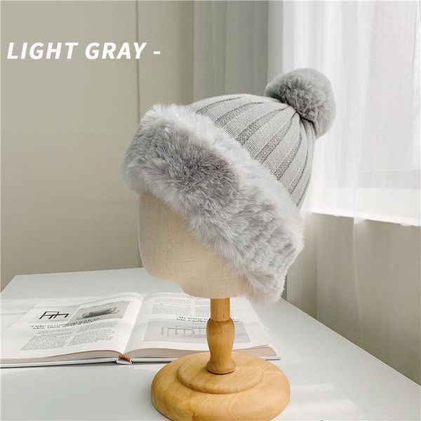 

women's winter double layer warm knit hat plus velvet thicken fur ball pompom ski hat skullies beanies cap female1