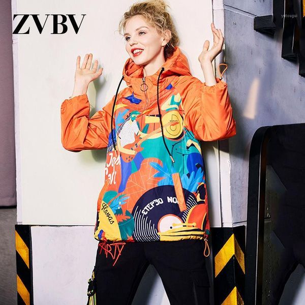 

new fashion women's cotton jacket personality pattern korean printed street popular student cotton jacket1, Black