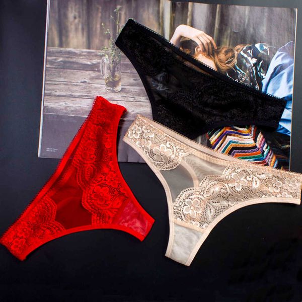 

1pc women seamless underwear g-string new fashion lace panties woman panty women's briefs lingerie thong, Black;pink