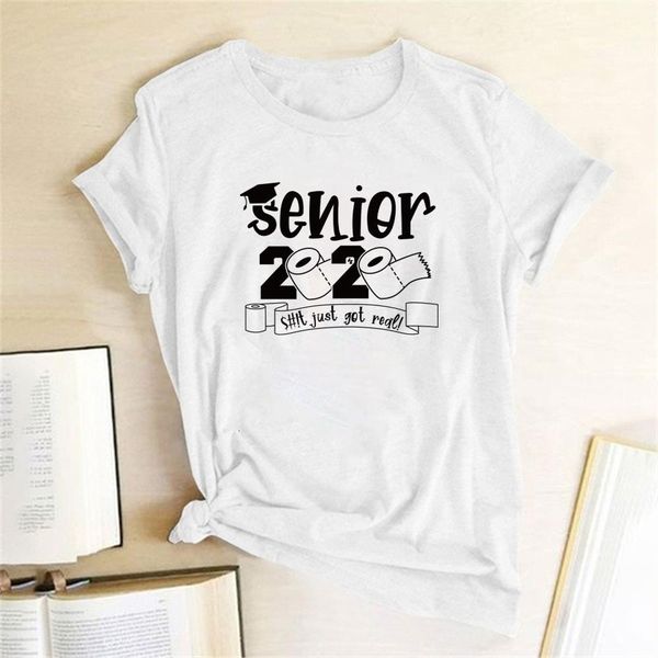 

senior 2021 printed t-shirts women clothes summer graphic tees women aesthetic tshirt woman casual camiseta manga corta mujer, White