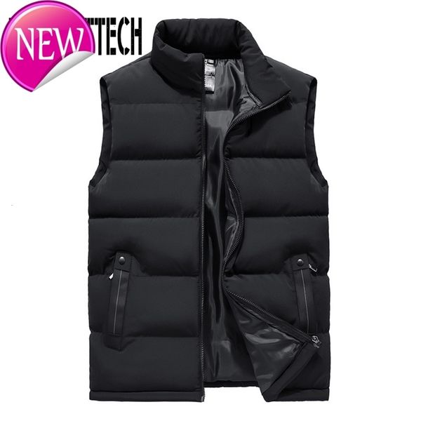 

spring autumn mens vest casual man sleeveless jacket coat male warm cotton-padded waistcoat men gilet veste hommes, Black