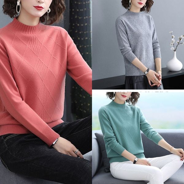 

половина высокой шеи 2020 новых женщин пуловер осени свитера пуловер рыхлого дна рубашка чистая красной корейские версия ин свитер afwpa, White;black