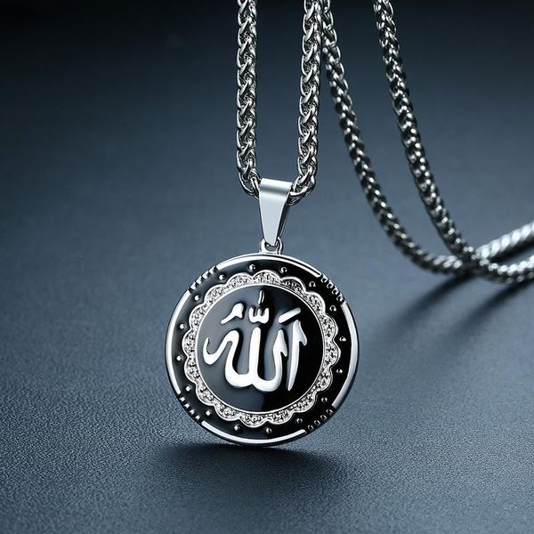 

new arrival gold/silver color stainless steel arabic islamic god pendant necklace muslim women charm jewelry
