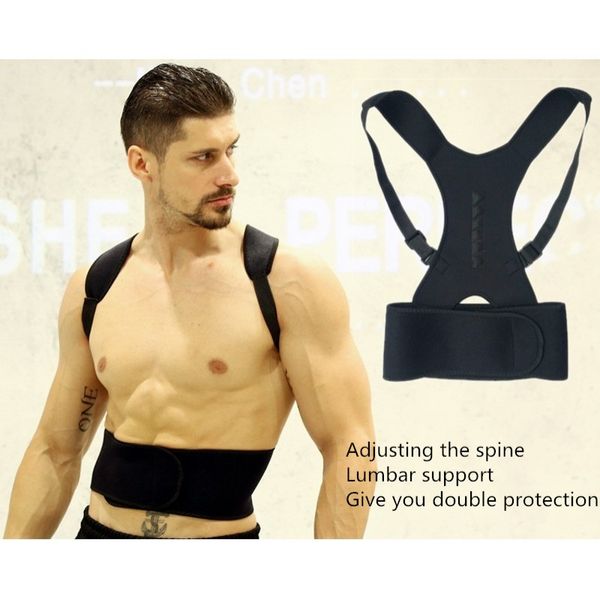 

adjustable posture corrector back support belt shoulder bandage corset back orthopedic brace scoliosis posture corrector2021, Black;blue
