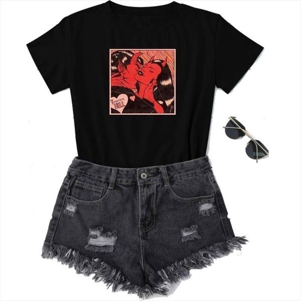 

hahayule xsx минут в рубашке 70 ад graphic tee сатана ад horries t vintage hip hop гот unisex мужчины женщины тенниска, White