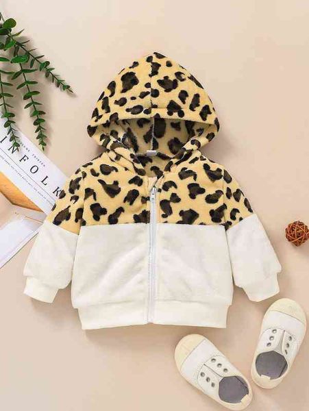 

baby leopard zipper flannel jacket she, Blue;gray