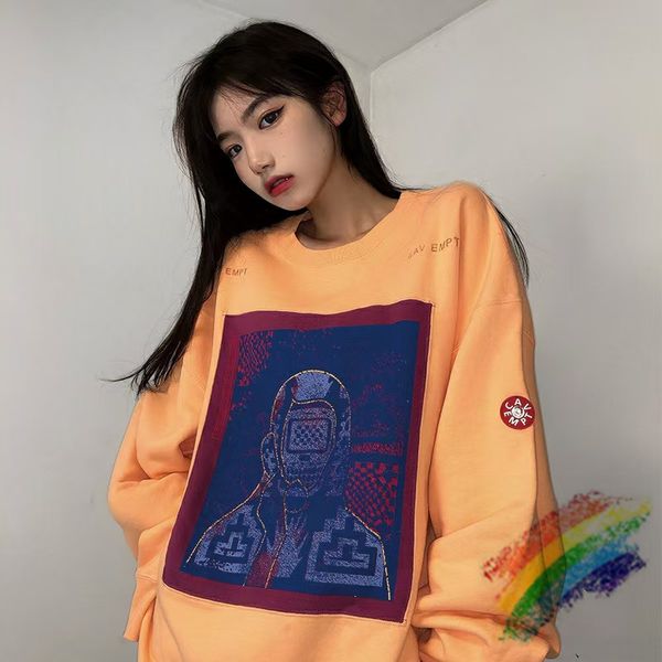 

2021ss crew neck orange crewneck men woman 1 patchwork sweatshirts hoodies, Black