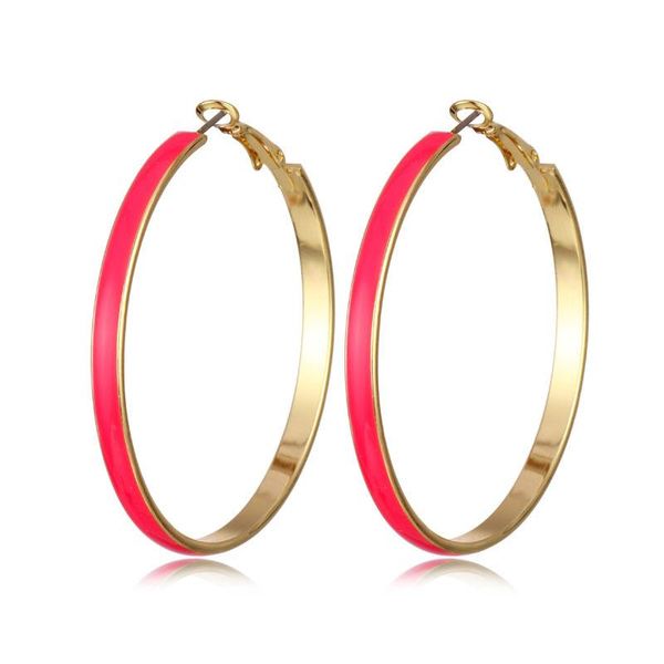 

women's enamel hoop earring thick door knocker bamboo eearrings colorful jewelry, Golden;silver