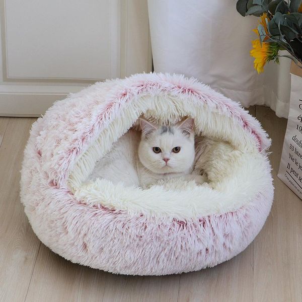

warm cat bed long plush winter dog cat house cats sleeping bag nest kennel 2 in 1 pet bed cushion bbywbo