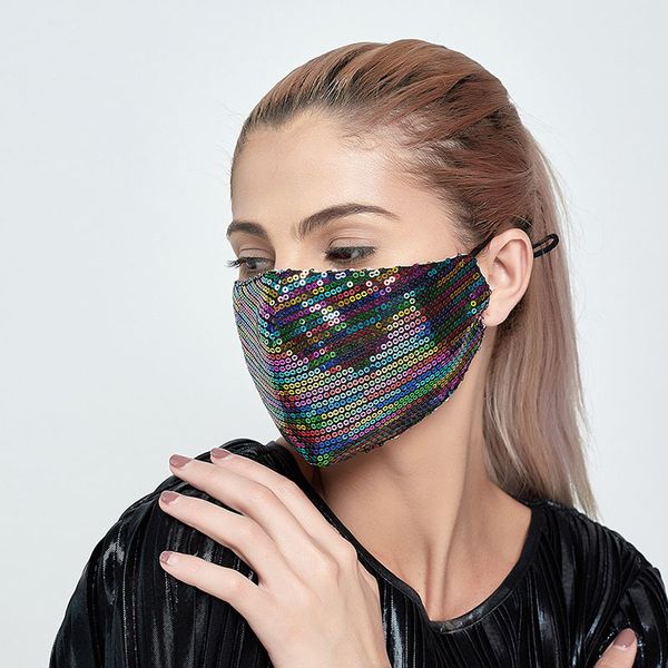 

fashion shinning bling sequins outdoor suncreen anti-dust breathable washable face mask reusable ing