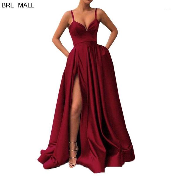

vestido de fiesta 2020 spaghetti burgundy satin prom dresses side split formal evening gowns long party dress robes de soirée1, White;black