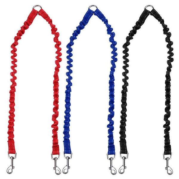 

dog collars & leashes 1 pcs pet lead leash traction rope splitter to 2 double way elastic outdoor lb