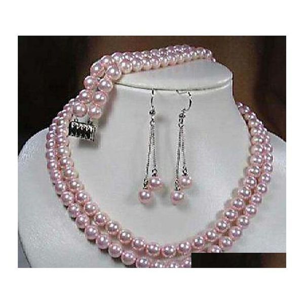 

wholesale 8mm pink shell pearl necklace bracelet earrings xrdow, Black