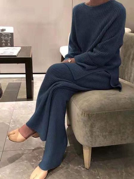 

2020 с длинным рукавом сплошной цвет досуг два набора два-piecewomen в двухсекционный 2020 новый длинный рукав сплошной цвет досуг два кусок, Gray