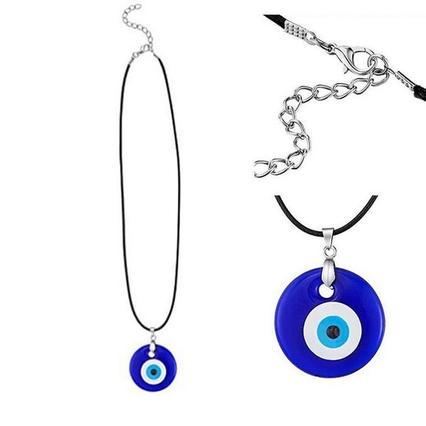 Blaue Evil Eye Charm Halskette, griechische Mati, Hamsa, Nazar, Männer Evil Eyes Schmuck, Seilkette Anhänger Halsketten 30mm