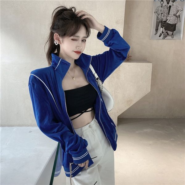 

versatile style contrast velvet casual cardigan coat