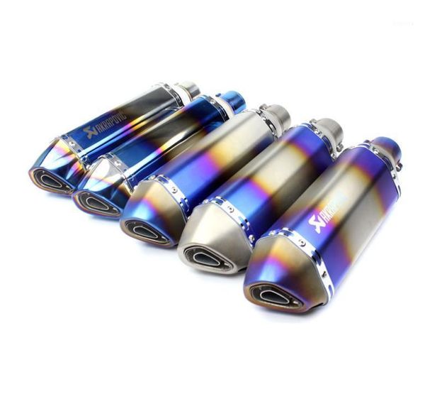 

motorcycle exhaust system small hexagonal pipe modified half blue stainless steel plated belt 51mm muffler horizon universal1
