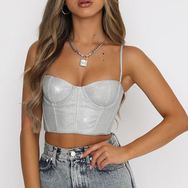 

2021 suspender fashionable dress navel broken flower bandage vest women's nf5132