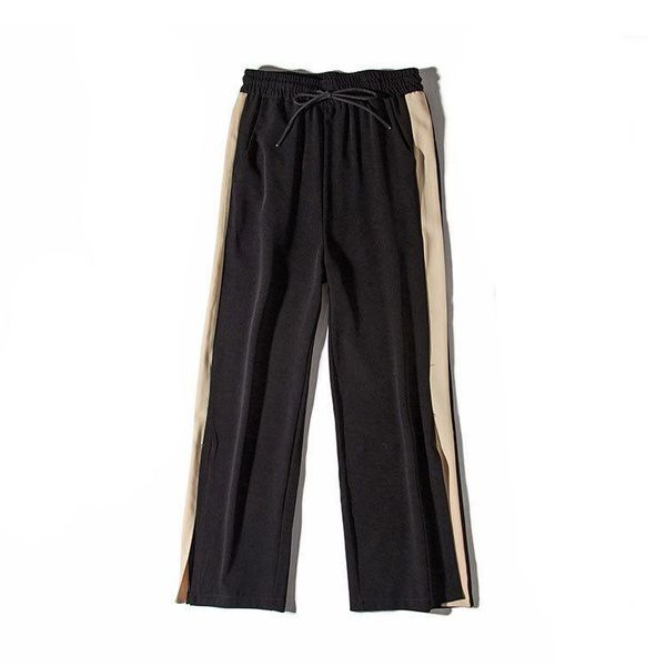 

new fashion wide leg pants women high waist split trousers women 2018 ankle-length side stripe palazzo pants1, Black;white