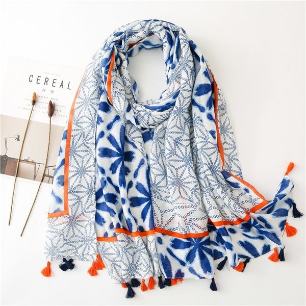 

9 styles ladies spain fashion brand paisley tassel viscose shawl scarf women neckerchief foulard muslim hijab sjaal y201007, Blue;gray