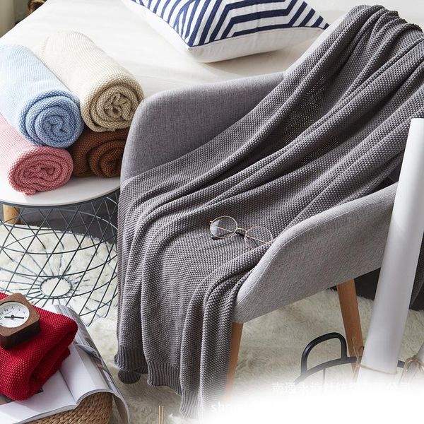 

blankets nordic knitted osmanthus blanket cotton thread for sofa travel tv multifunction nap cover soft bedspread mantas