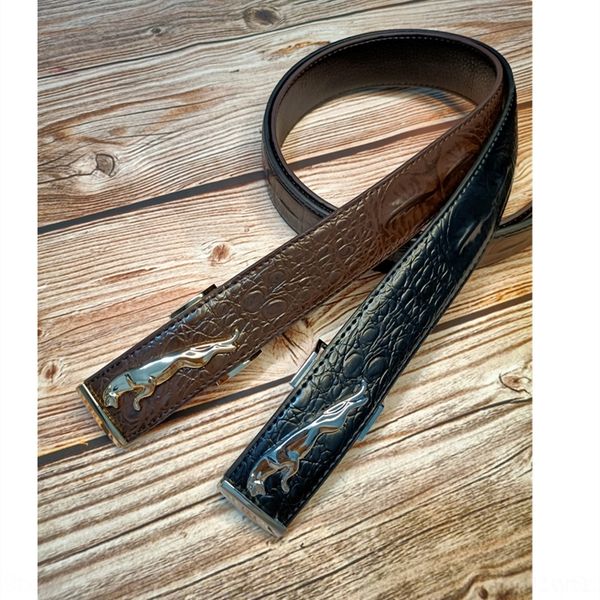 

x7pa5 cheetah leather crocodile grade for young men simple fashion versatile belt for men trend belt and gzok6, Black;brown