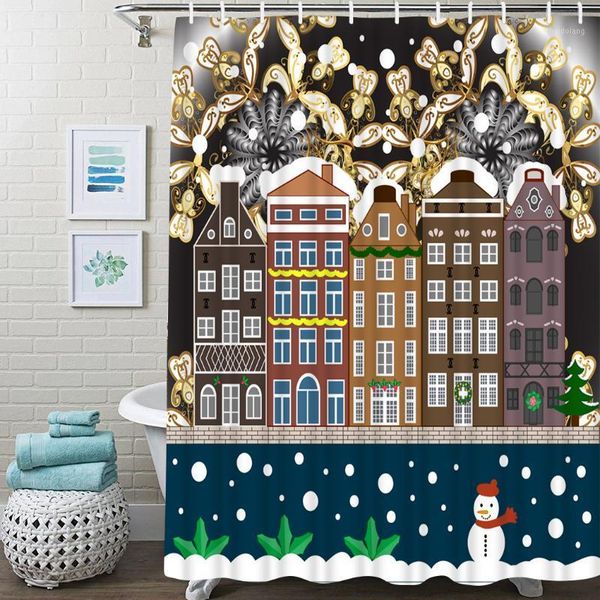 

tree shower curtain snowmen blue snowflakes shower curtain waterproof fabric for bathroom decor curtains set with hooks1