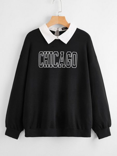 

letter graphic drop shoulder sweatshirt 73lq#, White;black