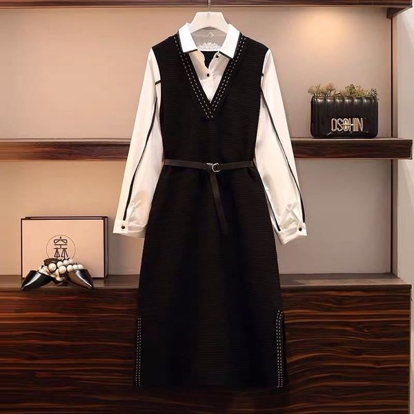 

a9276- dress autumn and winter new slim skirt 201027, Black;gray