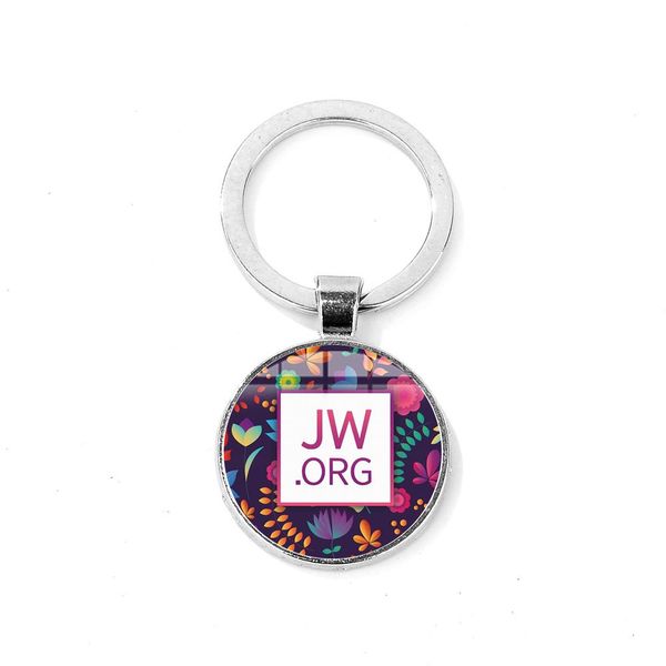 

jw.org key chain jehovah's witnesses bright color glass time gem pendant jw.org printed keychain holder women men jewelry, Silver