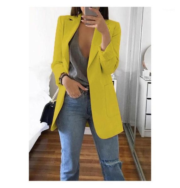 

women's suits & blazers long women ladies femme mujer dames casual office white black blue red yellow pink orange plus size oversized b