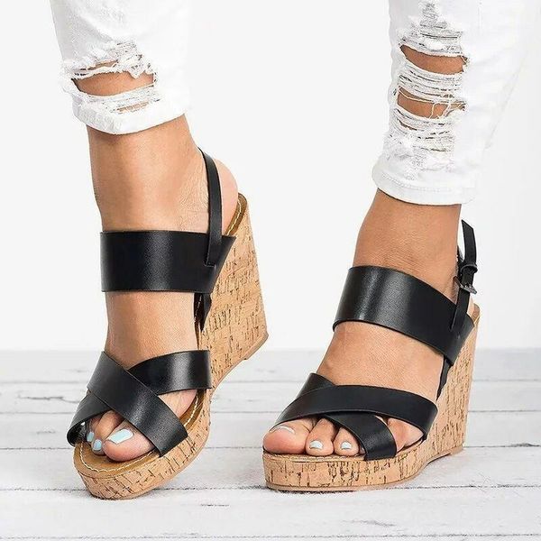 

female platform sandals women wedges shoes 2021 fish mouth sandalias mujer summer shoes womens espadrilles ladies muffin sandals1, Black