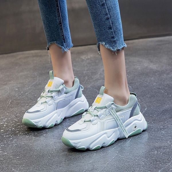 

hip hop women's chunky sneakers tenis basket women casual platform shoes ulzzang dad shoes zapatos mujer size 34-43 c1103, Black;white