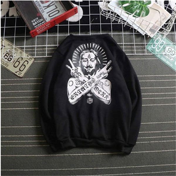 

bodyguard pharaon autumn and winter plush couple fashion brand round neck long sleeve ins super fire cec hip hop jacket men's, Black