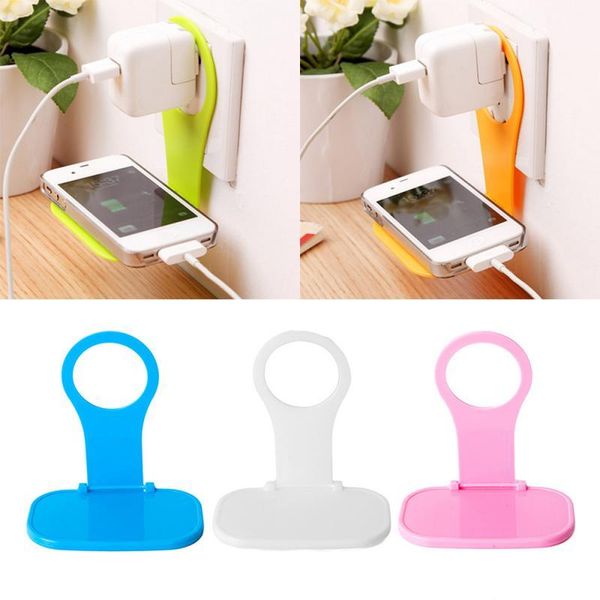 

hooks & rails 1 pcs folding charger adapter mobile phone wall hanger stand cradle load holder hanging random color