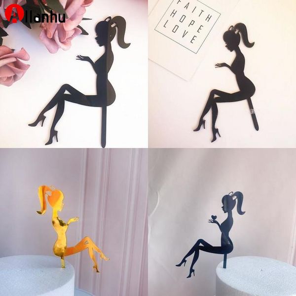 Decorazione di moda Tacchi alti Lady Girl Cake Topper Strumenti di decorazione in acrilico Ornamento Accessori per dessert per feste XWY01