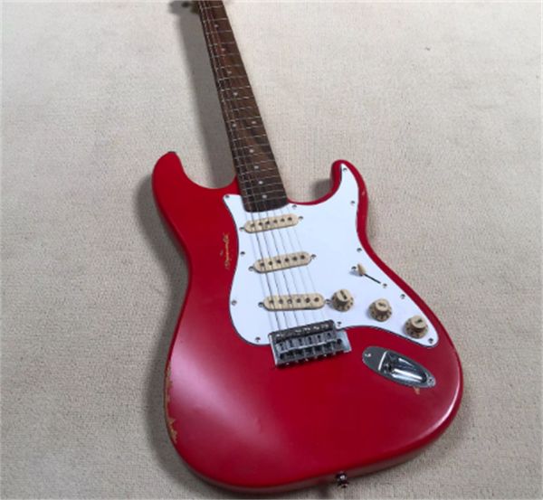 

guitarra elÃ©ctrica metÃ¡lica de 6 cuerdas retro, instrumento musical personalizado de alta calidad, rojo mate, arce guitars guitarra