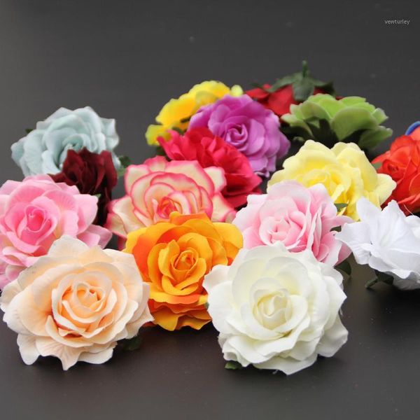 

decorative flowers & wreaths lot 10pcs 10cm velvet rose artificial flower heads wedding birthday party table decoration wall arch fake flore